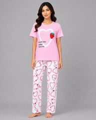Heart & Berry Pajama Set - Pink