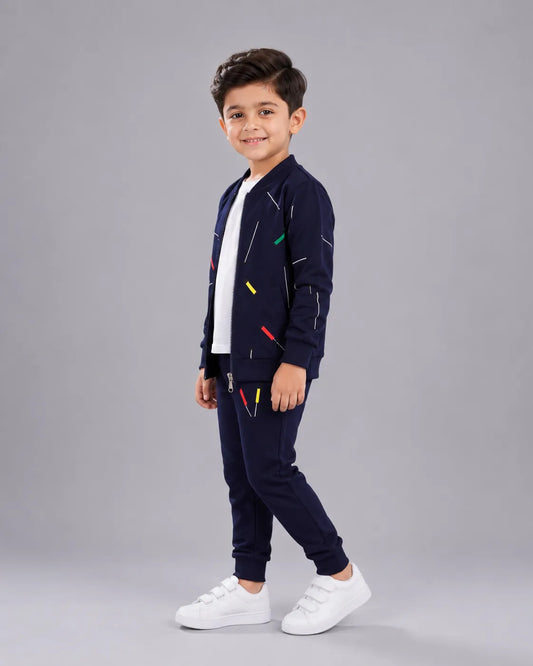 Kids Zipper Winter Tracksuit - Blue