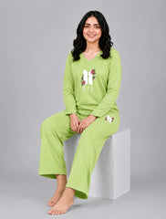 Women V-Neck Lounge Wear | BTS Flower - Lemon Yellow