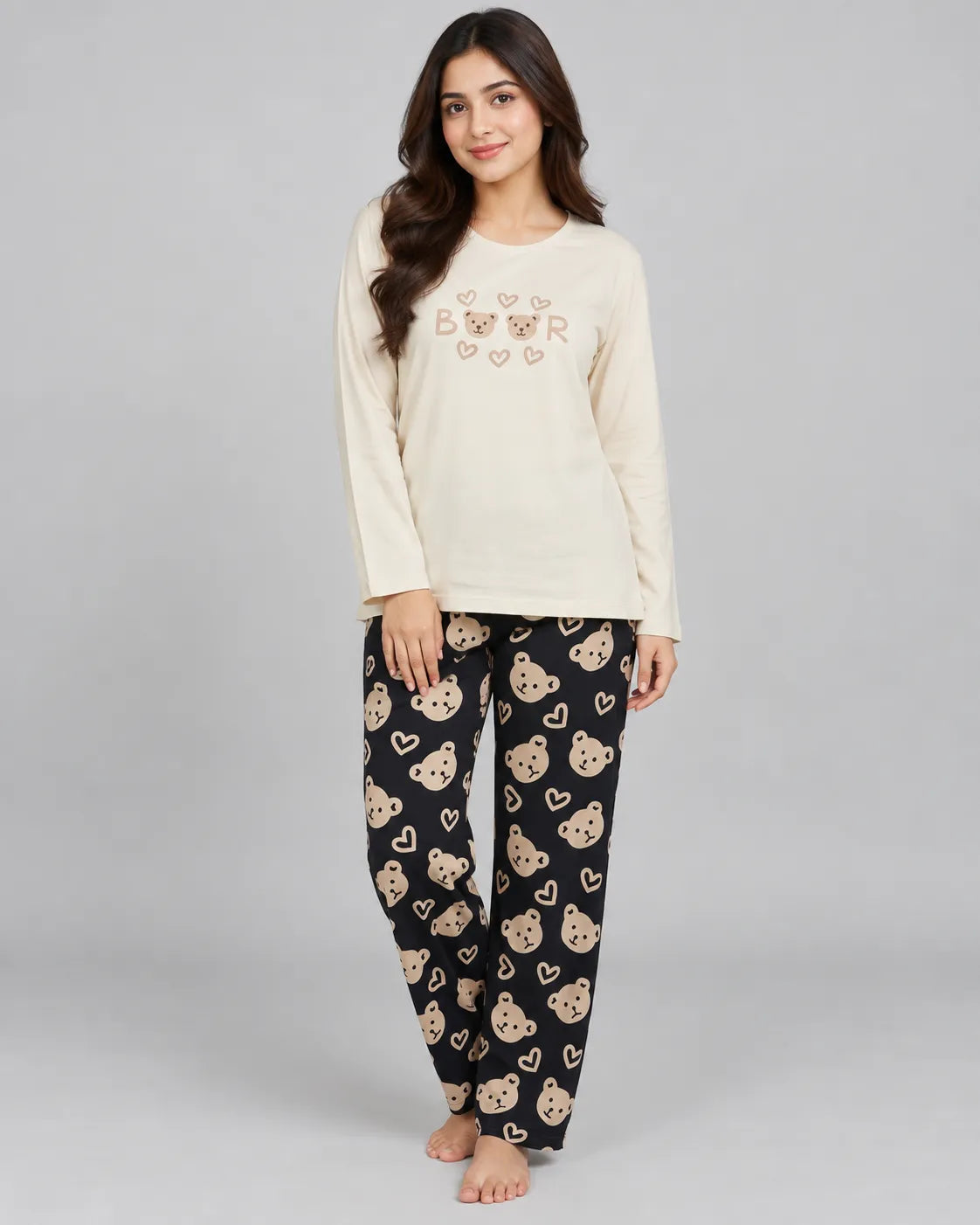 Teddy Heart Sleep Set - Beige