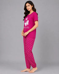 Polka Dot Butterfly Pajama Set - Pink