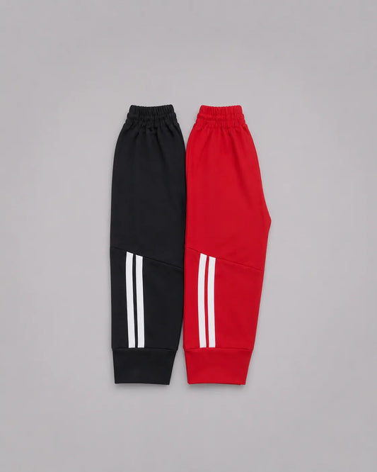 Pack Of 2 Kids Trouser | Elite Stripe - Black & Red