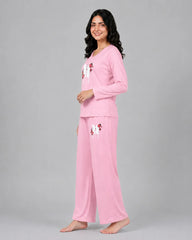 Women V-Neck Lounge Wear | BTS Flower - Baby Pink