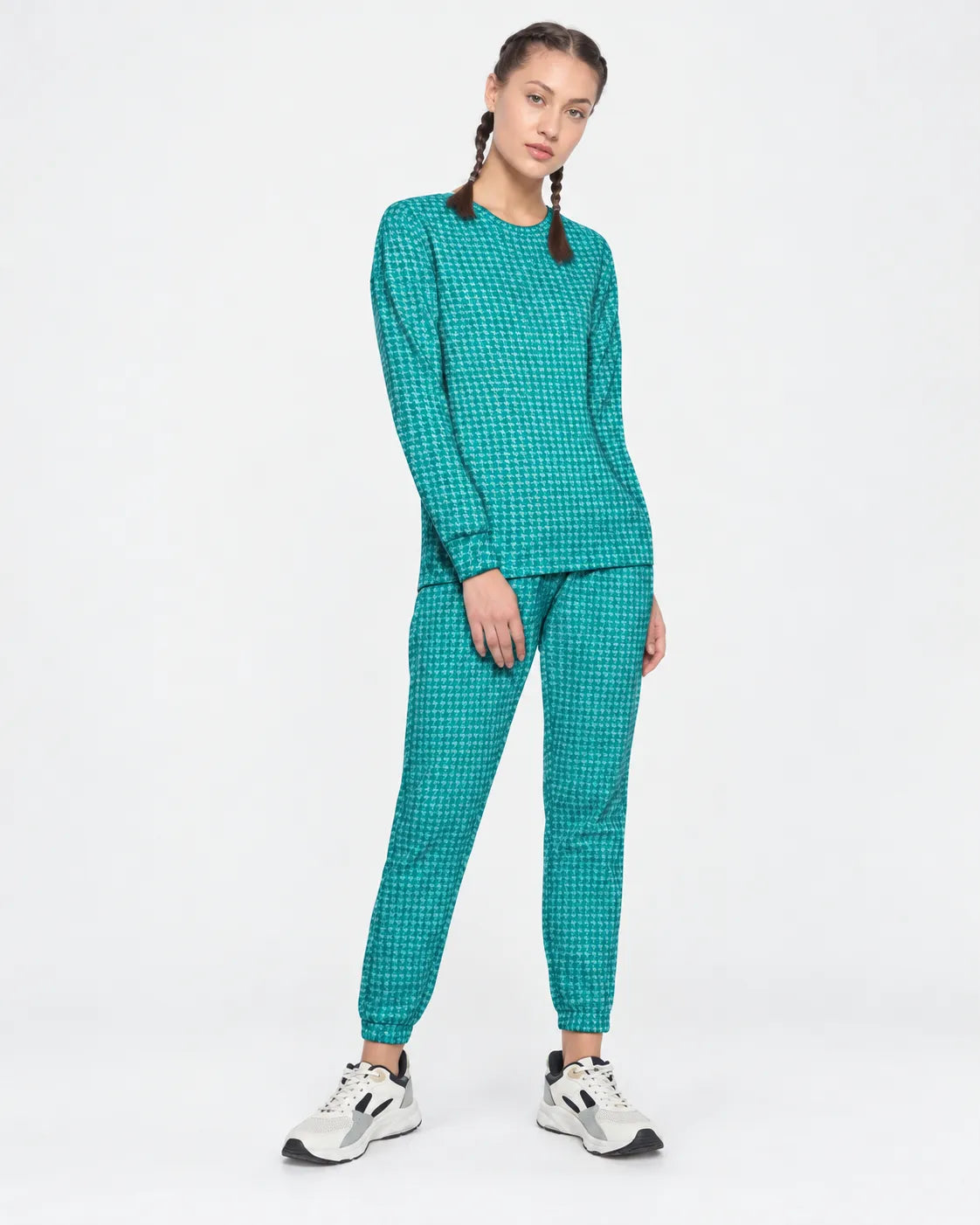Green Check Pattern Loungewear Set
