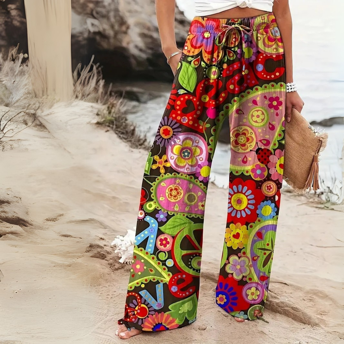 Tribal Print Straight Leg Pants