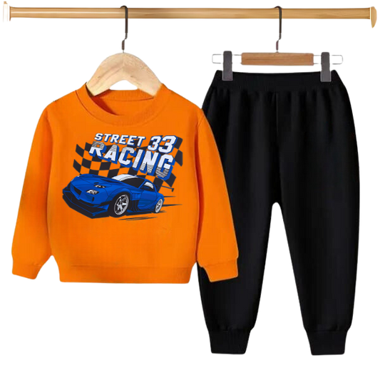Kids Winter Sweat Shirt Set | Street Racing Printed
