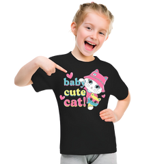 Baby Cat Printed T Shirt For Kids