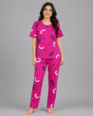 Pattern Printed Pajama Set - Pink