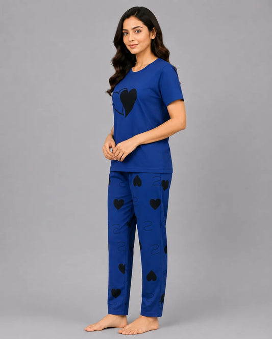 Blue Double Heart Pajama Set