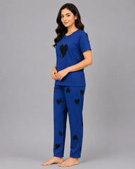 Blue Double Heart Pajama Set