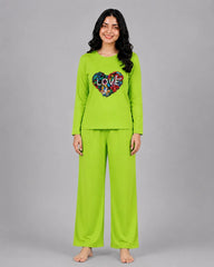 Women Round-Neck Lounge Wear | Love Color - Lemon Yellow