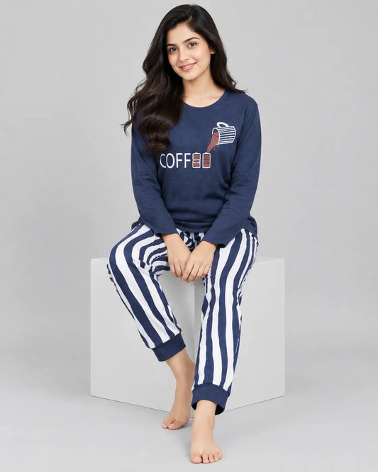 Coffee Comfort Pajama Set - Blue