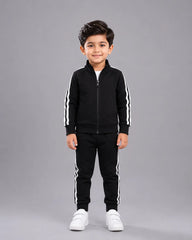 Kids Winter Stripe Tracksuit - Black