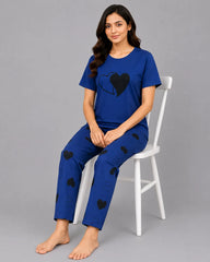 Blue Double Heart Pajama Set