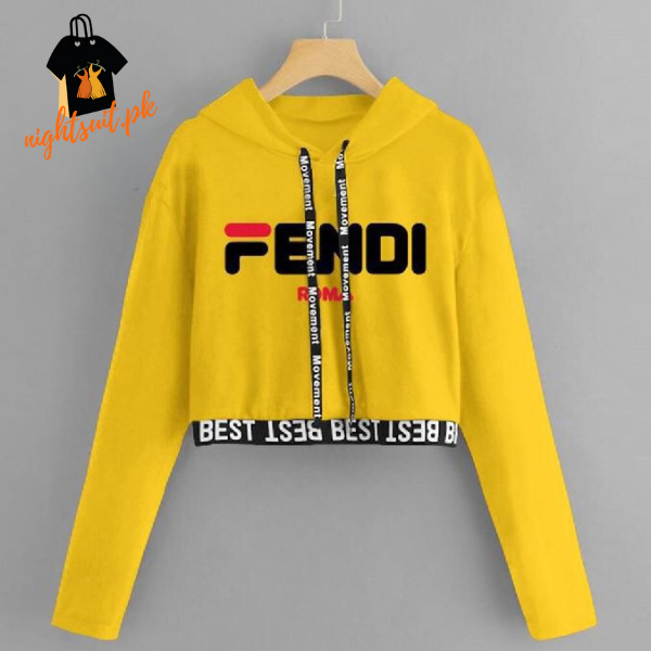 Yellow Fendi Crop Top Pullover