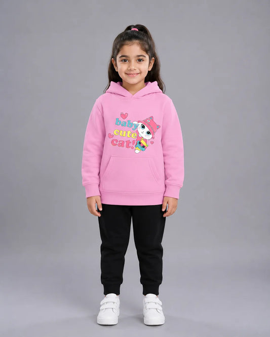 Kids Winter Hoodie Set | Baby Cute Cat Printed