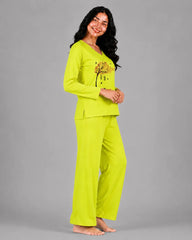Women V-Neck Lounge Wear | Spring Tree - Lemon Yellow