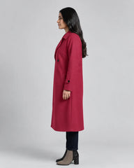 Women’s Burgundy Long Fleece Winter Coat