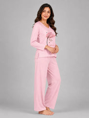 Women V-Neck Lounge Wear | Spring Tree - Baby Pink