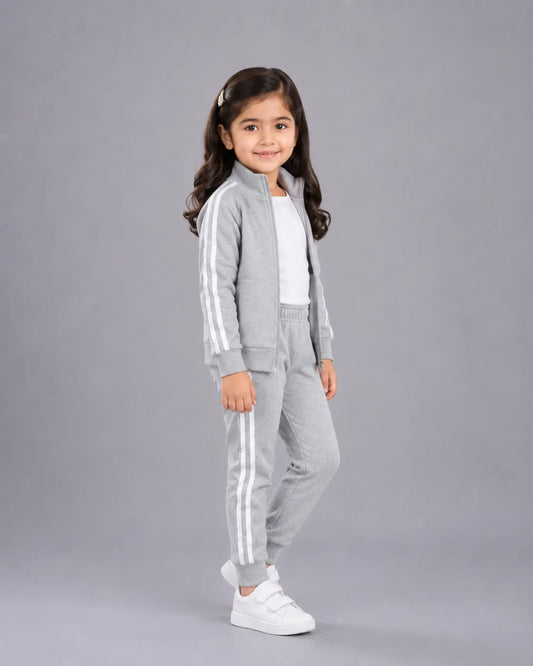 Kids Winter Stripe Tracksuit - Grey