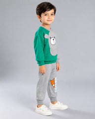 Kids Boss Winter Sweat Shirt Set - Green & Grey