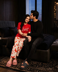 Red Butterfly Print Pajama Set