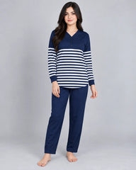 Cozy Stripe Lounge Set - Navy