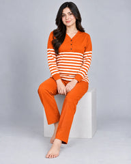 Cozy Stripe Lounge Set - Orange