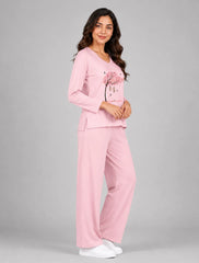 Women V-Neck Lounge Wear | Spring Tree - Baby Pink