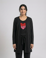 Women 3 Pieces Night Suit - Girl Power | Black