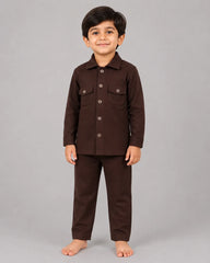 Mini Cargo Shirt Set - Dark Brown