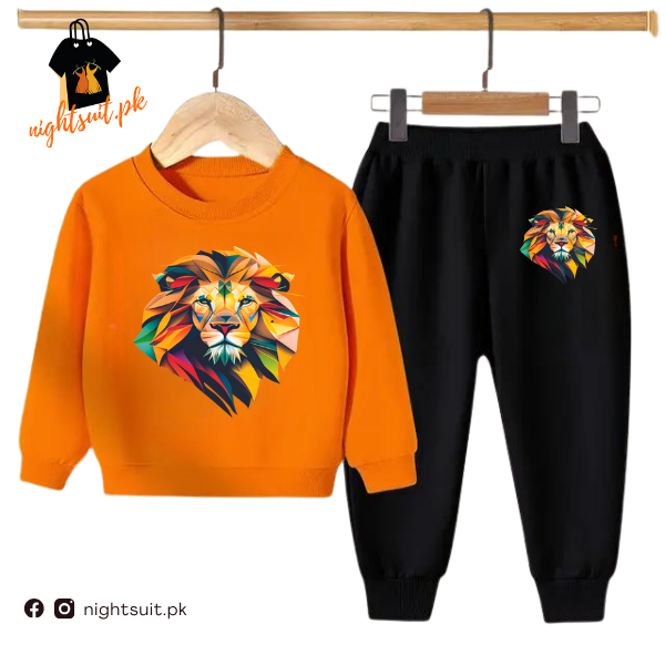 Orange Lion Kids Sweatshirt & Pant