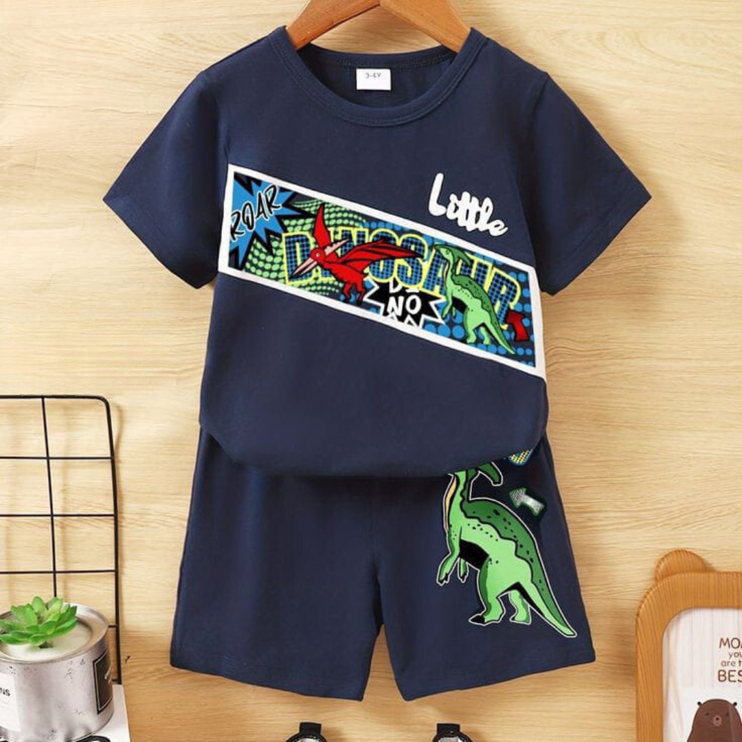 Dinosaur Pattern T-shirt & Shorts Set