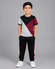 Maroon Panel Pajama Set