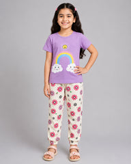 Rainbow Bloom Pajama Set - Purple