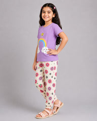 Rainbow Bloom Pajama Set - Purple