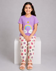 Rainbow Bloom Pajama Set - Purple