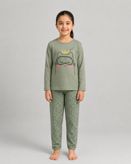 Sleepy Cat Pajama Set - Green