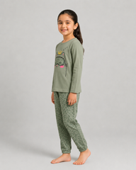 Sleepy Cat Pajama Set - Green