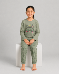 Sleepy Cat Pajama Set - Green