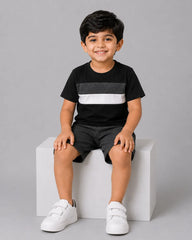 Monochrome Stripe Short Set