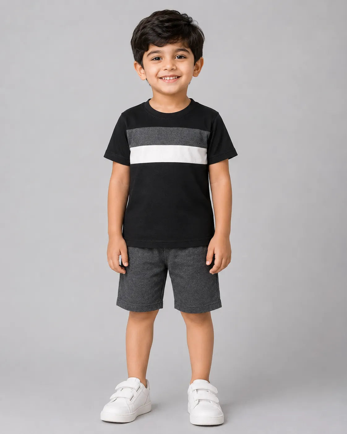 Monochrome Stripe Short Set