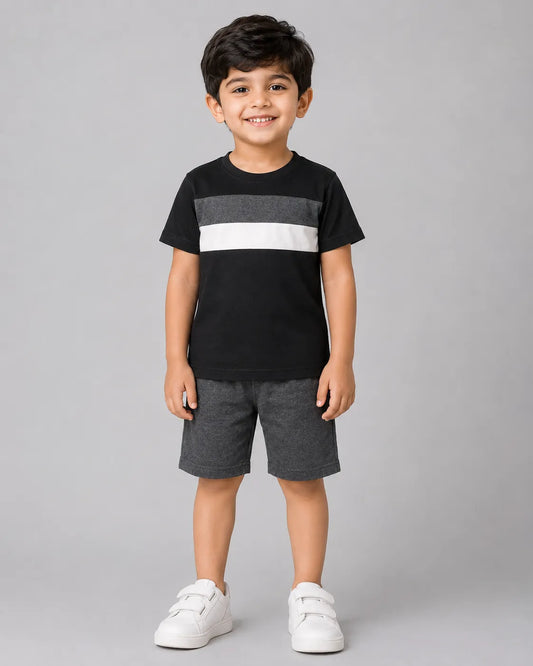 Monochrome Stripe Short Set