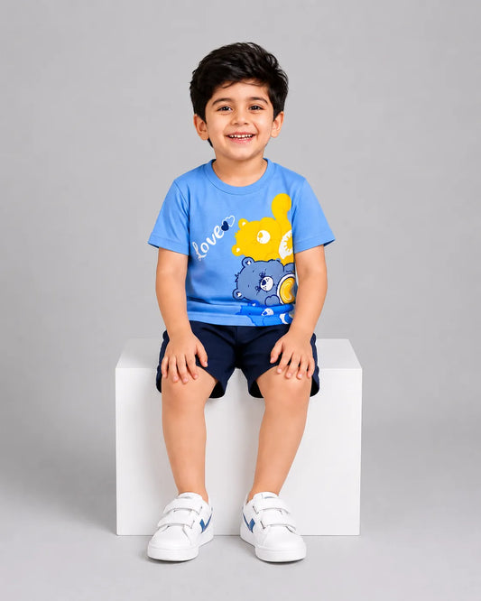 Blue Care Bear Short Set