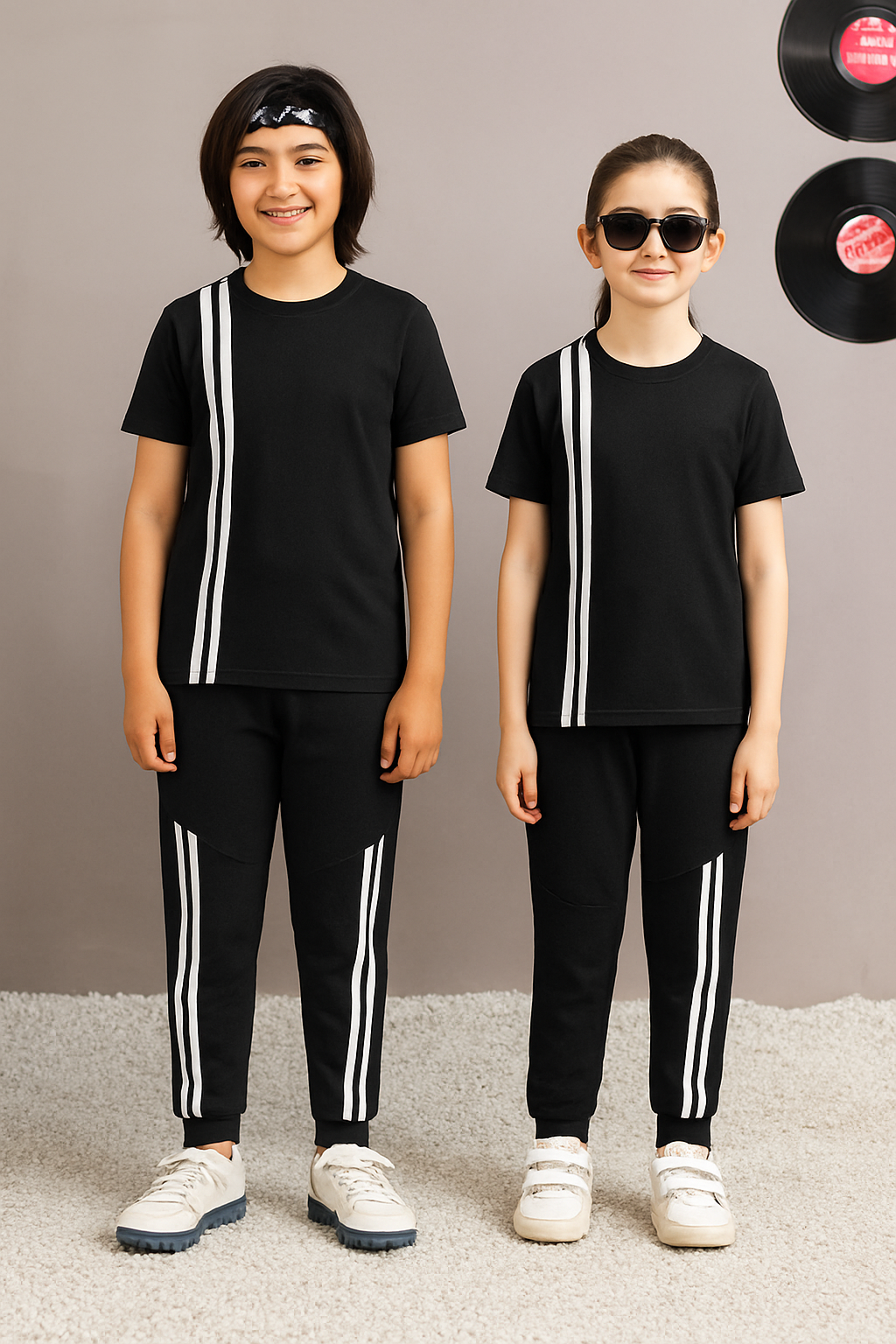 Black Stripe Kids Tracksuit