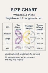 Women’s 3 Piece Nightwear Lounge Set with Butterfly Love Print | Plus Size Loungewear