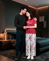 Crimson Geometric Print pajama Set