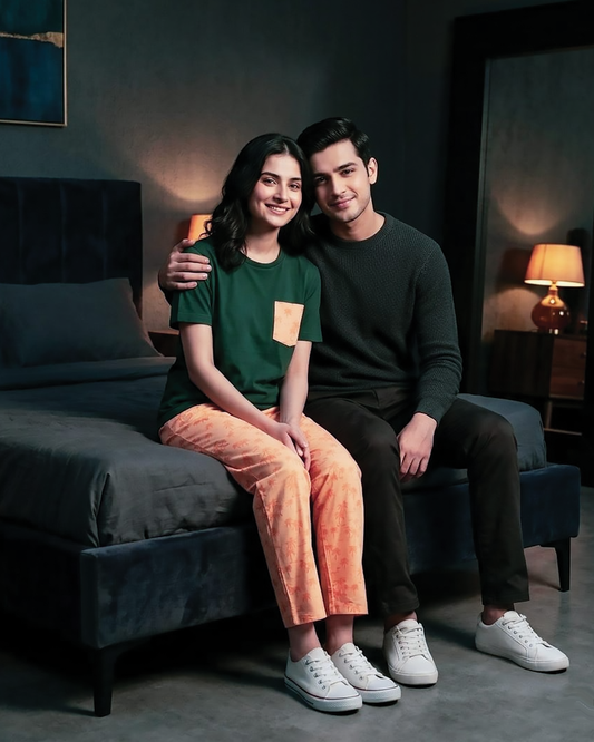 Palm Breeze Pajama Set – Dark Green