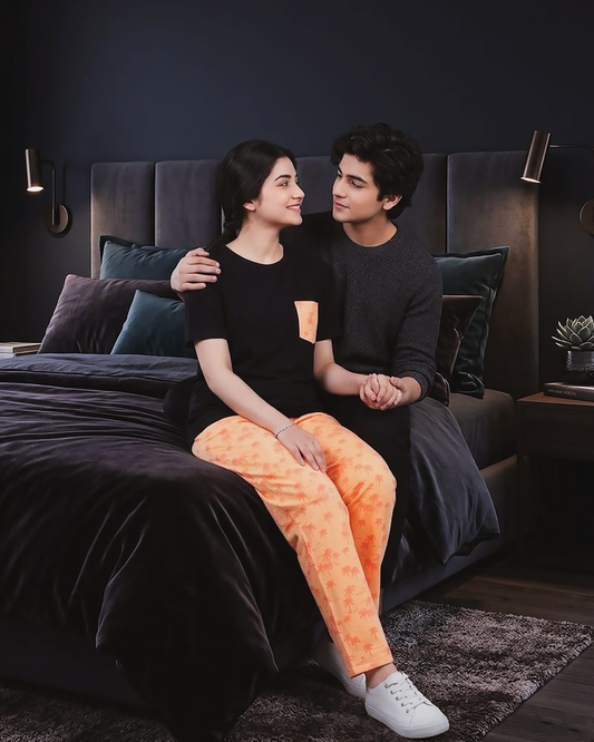 Palm Breeze Pajama Set – Black