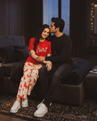 Red Butterfly Print Pajama Set